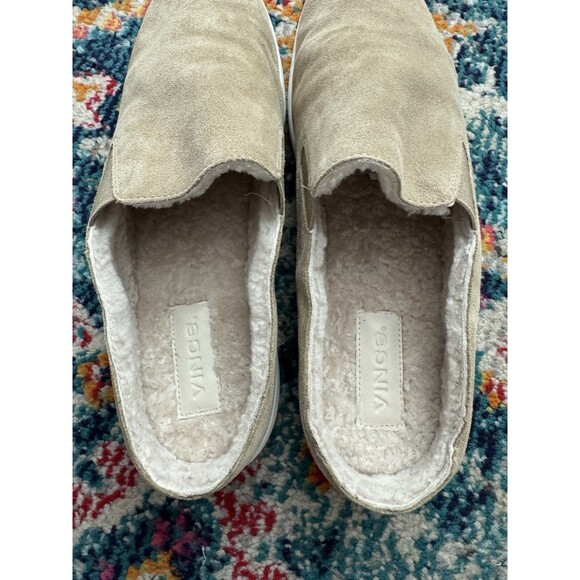 Vince Verrell Backless Shearling Lined Sneakers Taupe Suede Leather Size 9.5M - Picture 8 of 8
